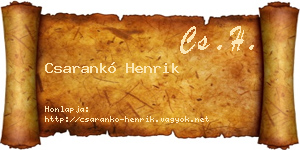 Csarankó Henrik névjegykártya